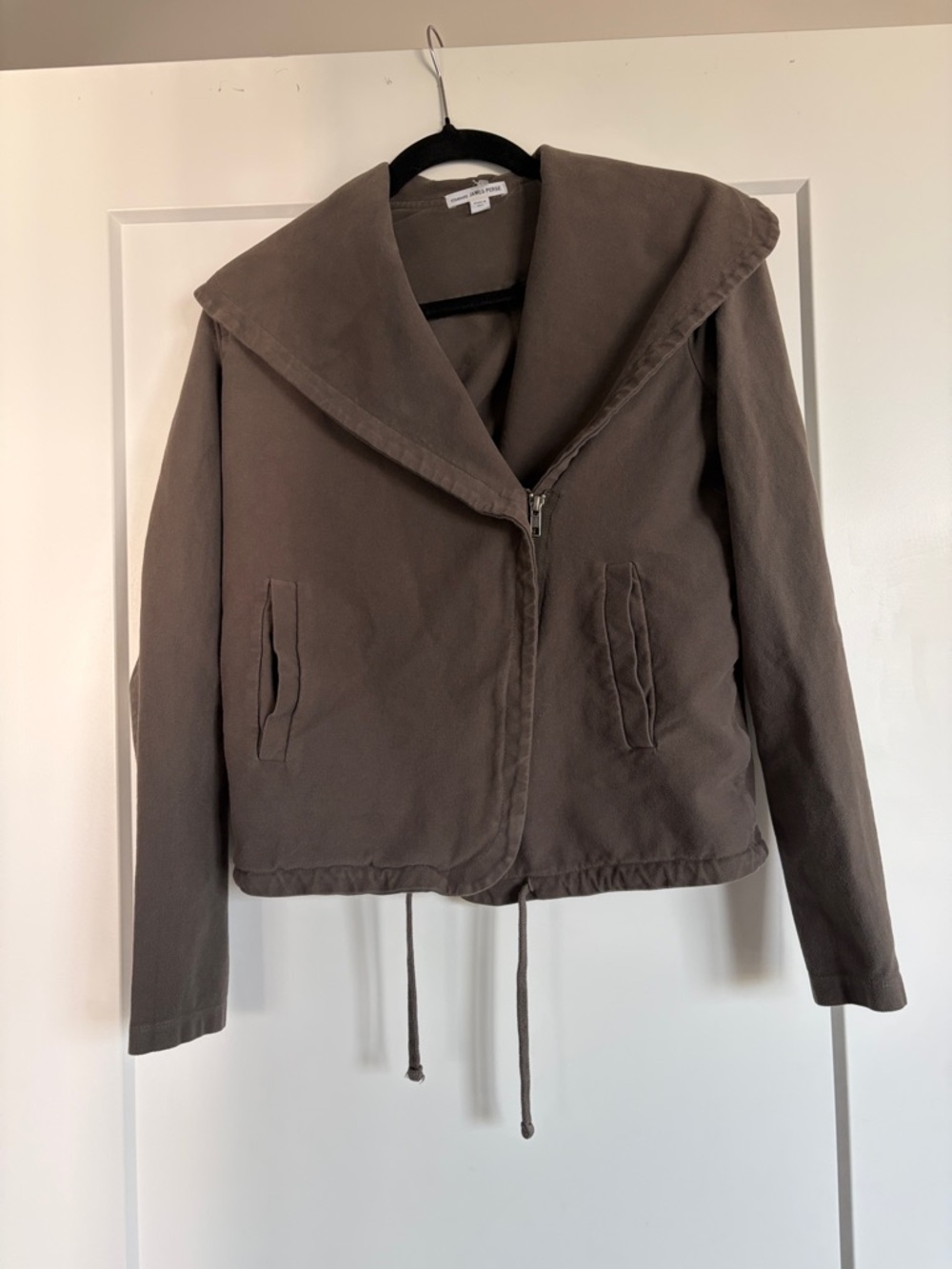 James Perse brown/gray cotton zip relaxed fit moto jacket sz 0 xs